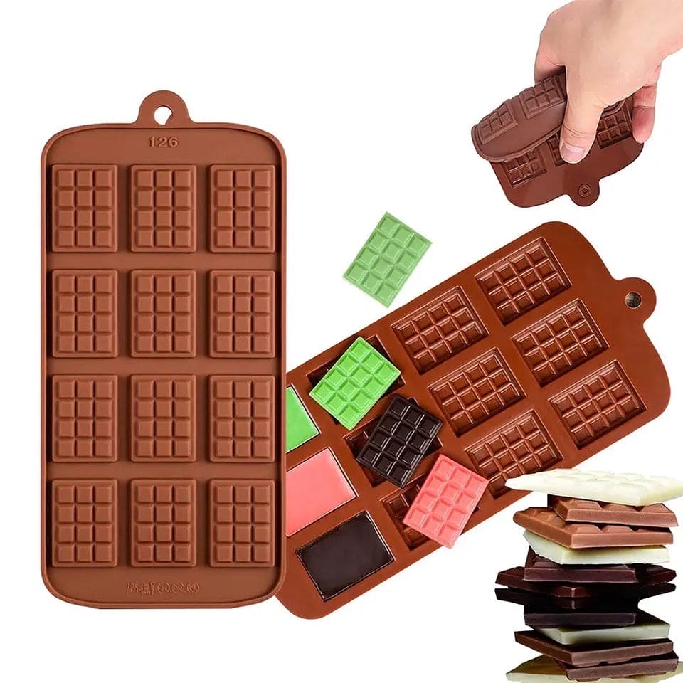 Silicone Chocolate Mini Bar Mold, 12 Even Chocolate Mold, Fondant Patisserie Candy Bar Mold, Non Stick Cake Decoration Mold, Mini Waffle Shape Mold, Flexible Clip-On Bar Trays Suitable for Chocolate, Kitchen Baking Accessories Silicone Chocolate Mini Bar Mold, 12 Even Chocolate Mold, Fondant Patisserie Candy Bar Mold, Non Stick Cake Decoration Mold, Mini Waffle Shape Mold, Flexible Clip-On Bar Trays Suitable for Chocolate, Kitchen Baking Accessories